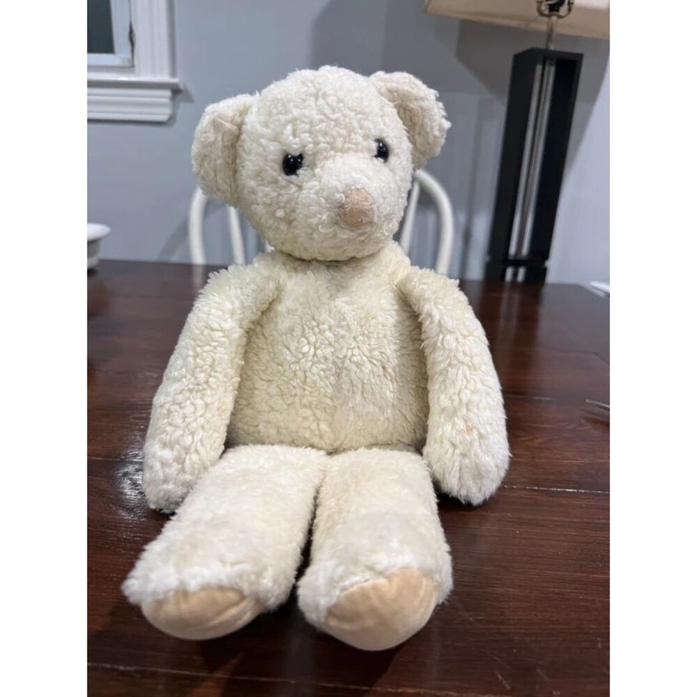 Vintage GUND Cream Ivory Teddy Bear Plush Curly Sherpa Long Legs Stuffed Animal